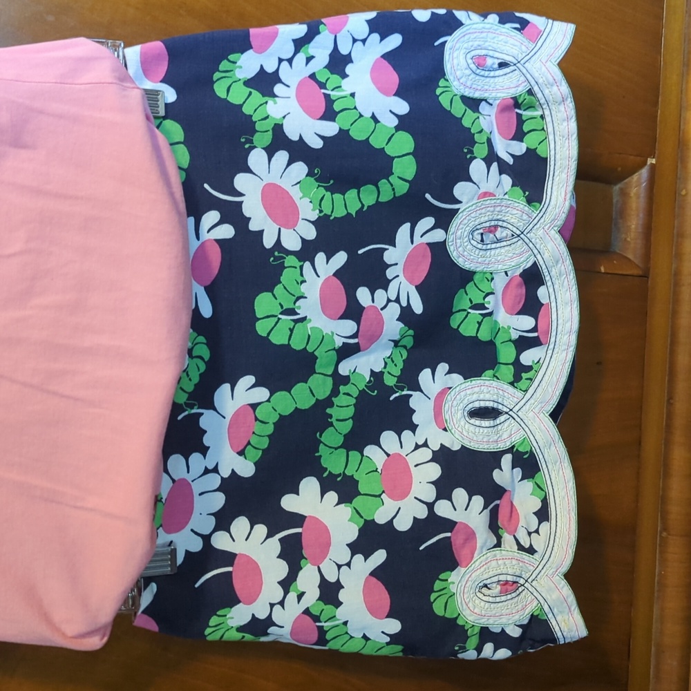 Lilly Pulitzer Navy Blue White Green Daisy Yum Yum Caterpillar Callahan Skirt
